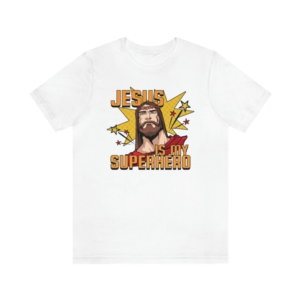 Jesus Is My Superhero Shirt - Faith Tshirt - Pop Art  Graphic Novel Tee